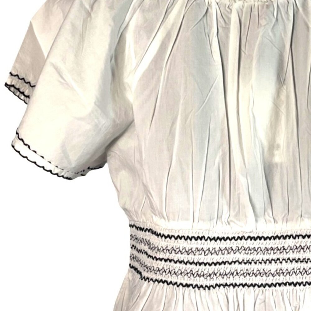 Kensie Womens White Peplum Top W Smocked Waist & Ruffled Neckline XL 16 NWT - Picture 4 of 8